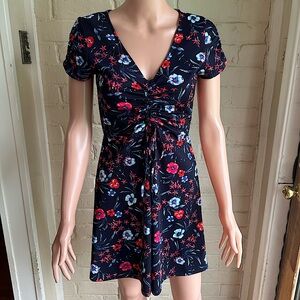 Miami size medium navy blue and red tropical floral summer dress